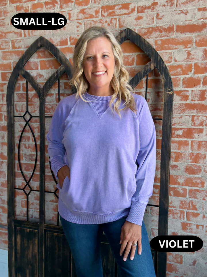 The Perfect Pick Acid Washed Pullover- 6 Colors