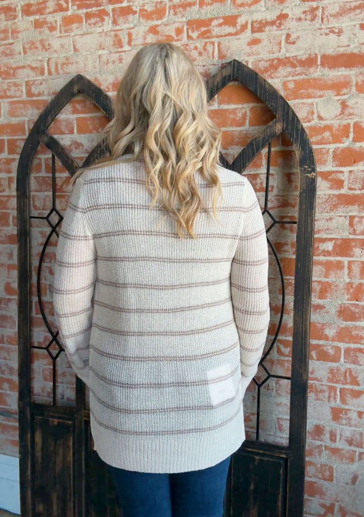 Autumn Crush Striped Cardigan-Natural