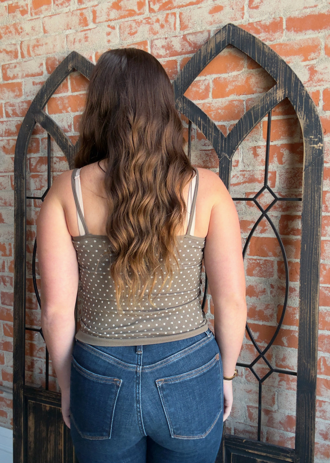 Bring It Polka Dot Cami-Olive