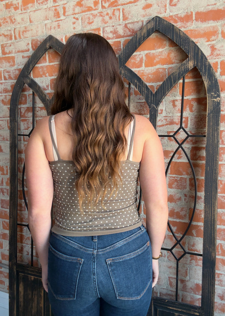 Bring It Polka Dot Cami-Olive