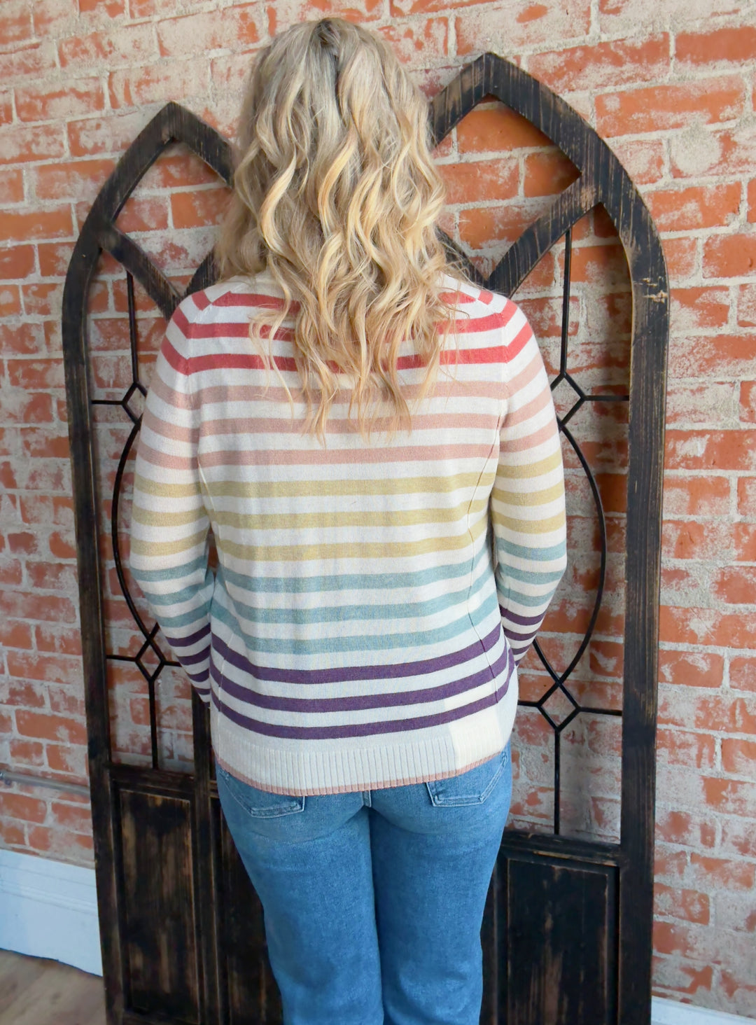 Feeling Colorful Striped Sweater-Rust