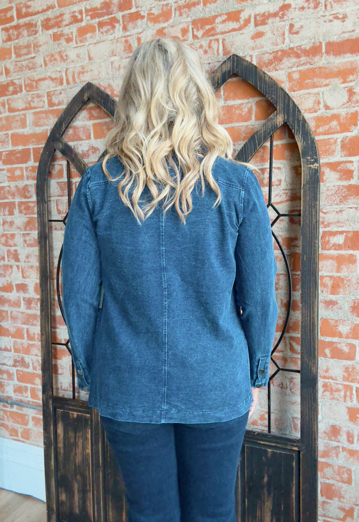 Sweet Surprise Stretch Jacket-Denim