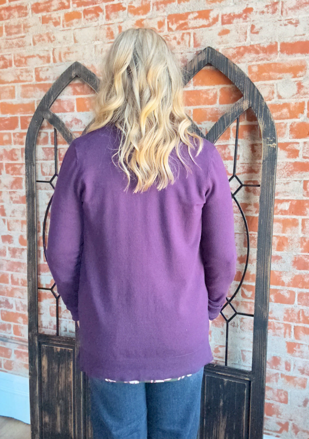 I'll Be There Cardigan-Eggplant