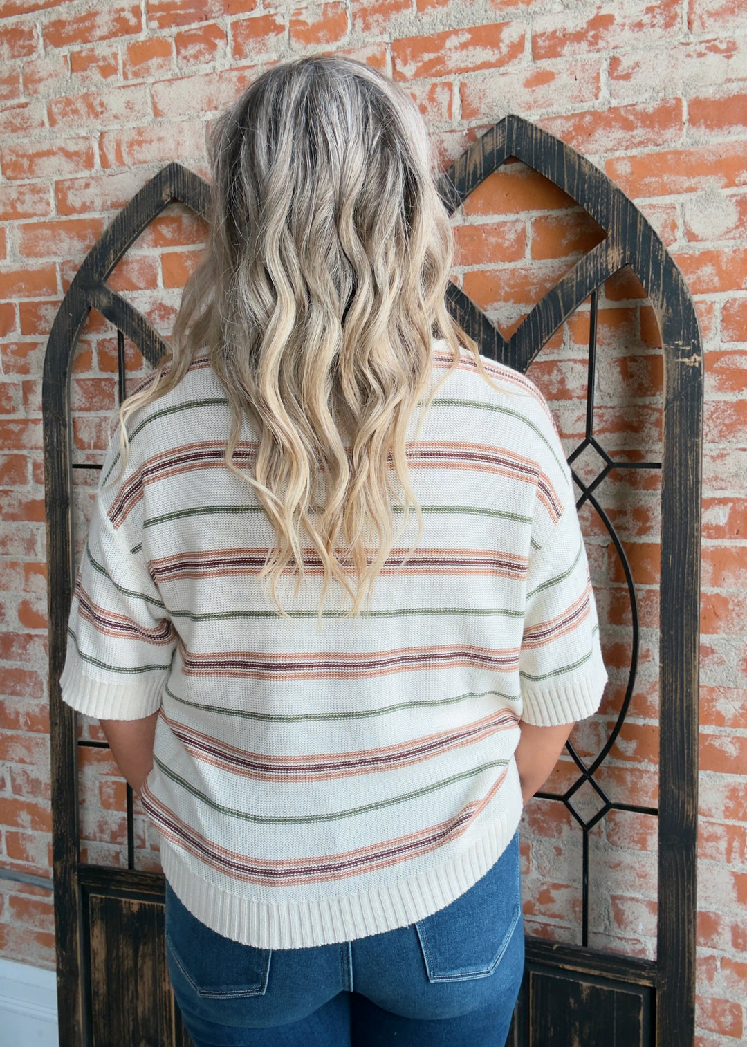 No Other Way Striped Sweater-Vanilla