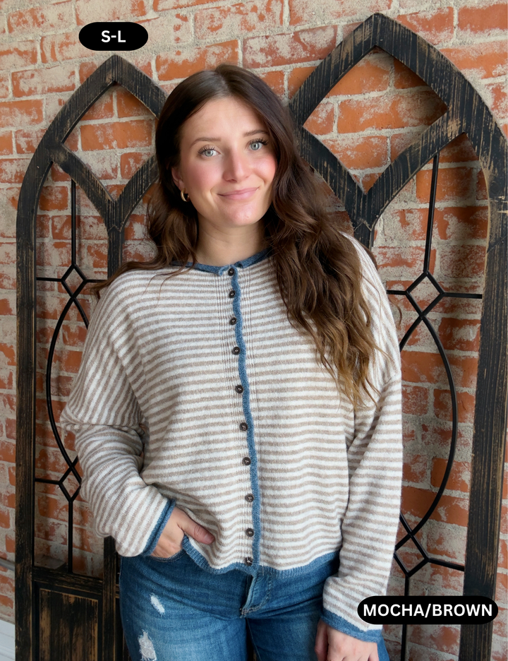 Top Of Mind Striped Sweater Cardigan- 4 Colors