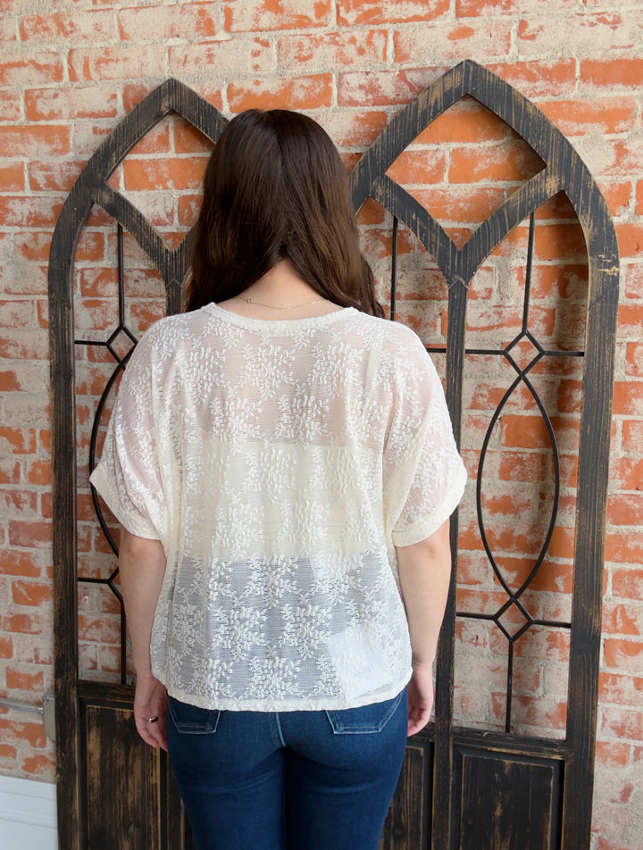 Reminisce With Me Lace Tee-Ivory