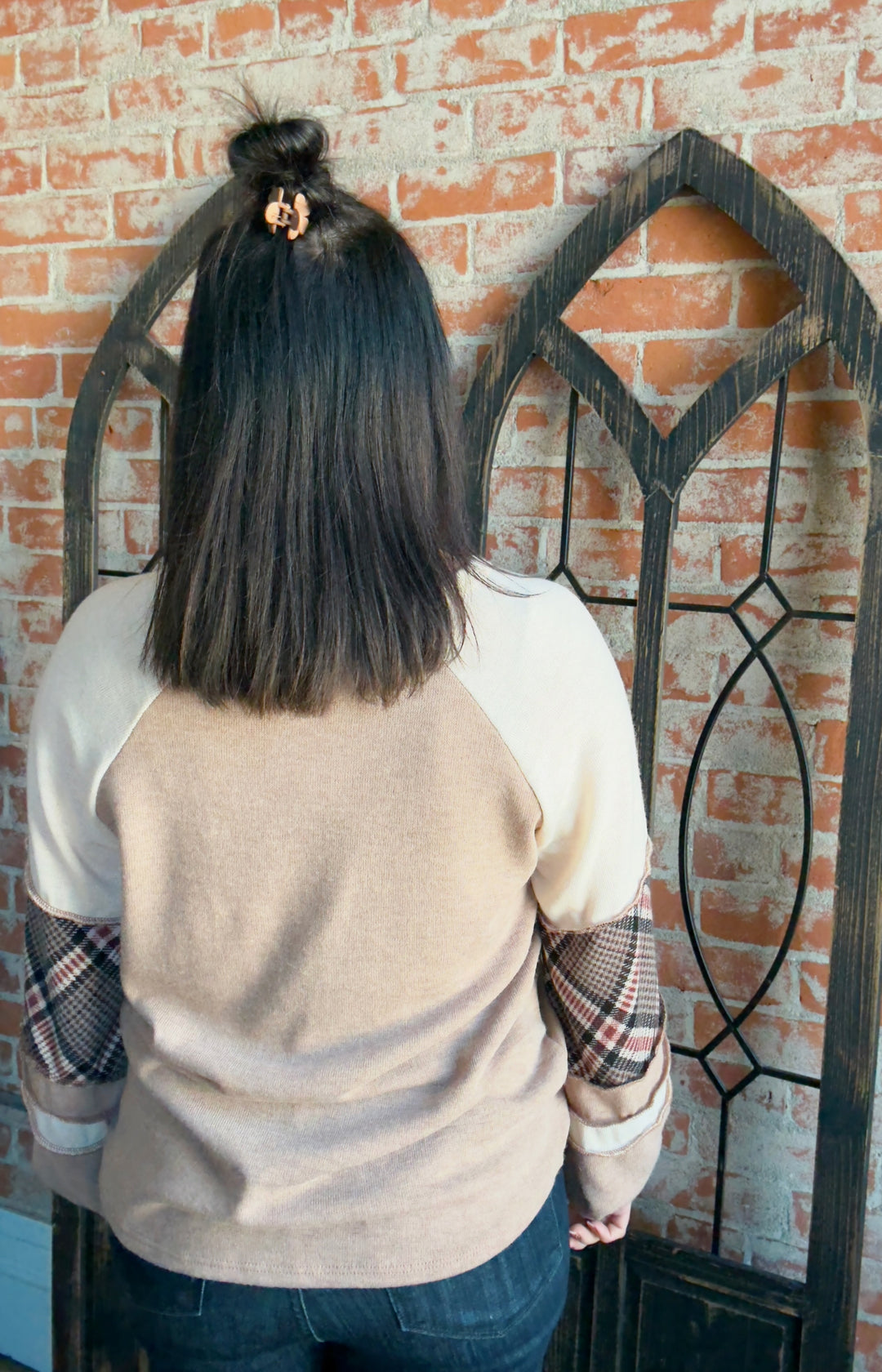 Cozy Vibes Plaid Color Block Sleeve
