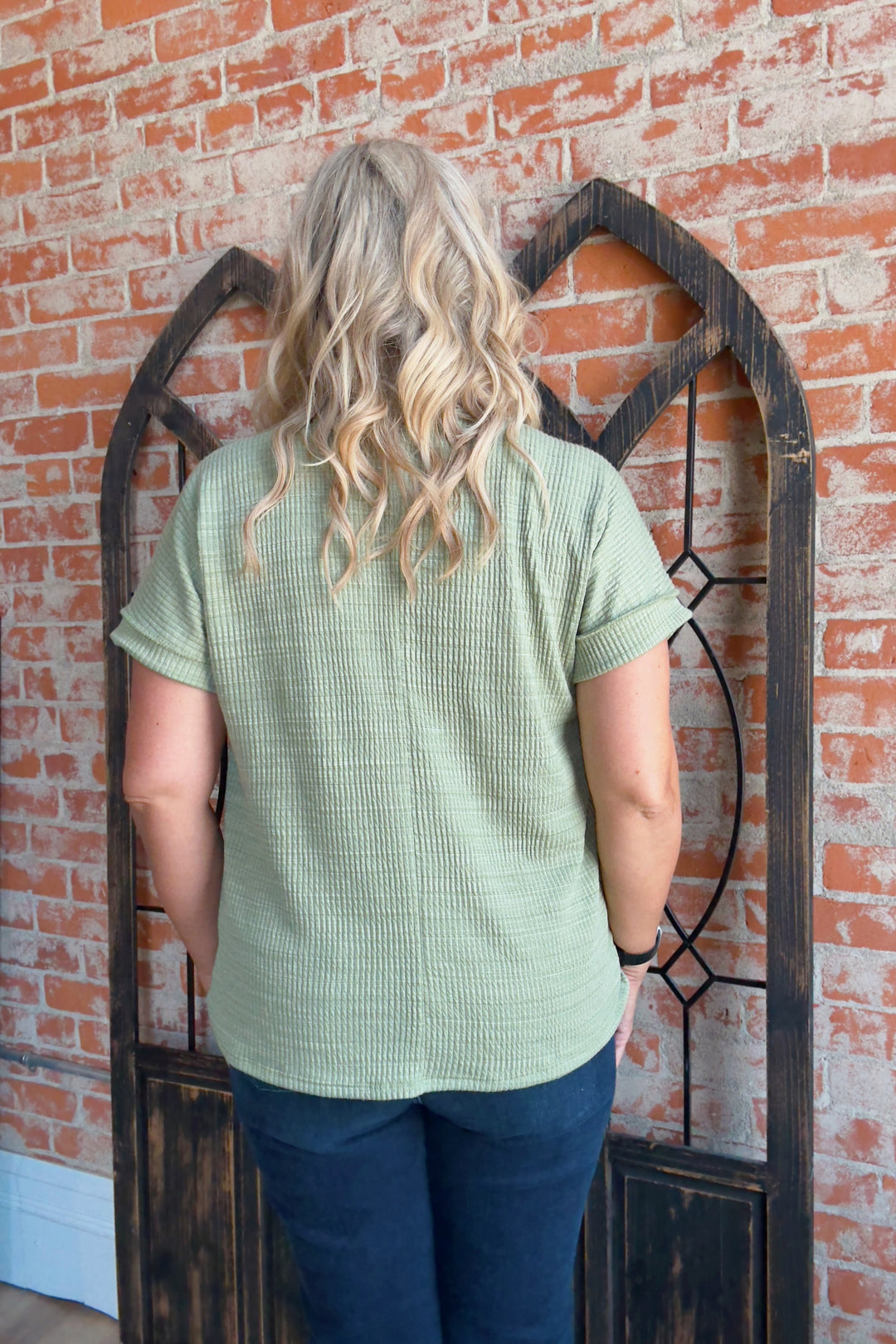 Your Side Of The Story Sage Ribbed Tee