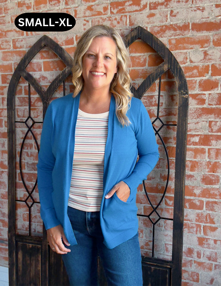 All That I Am Pocket Cardigan-Blue Jay