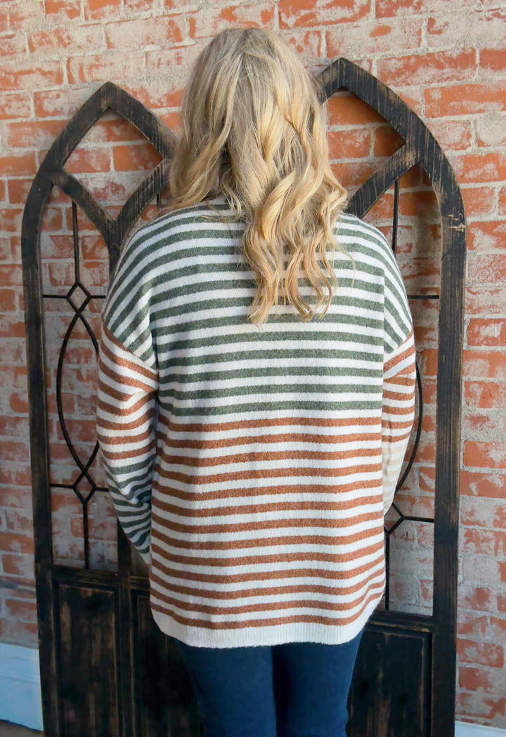 The Main Attraction Striped Color Block Cardigan