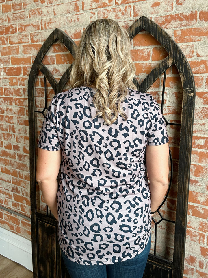 Wild Idea Leopard Tee-Mocha