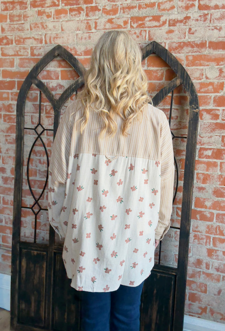 Passing Time Floral Button Up