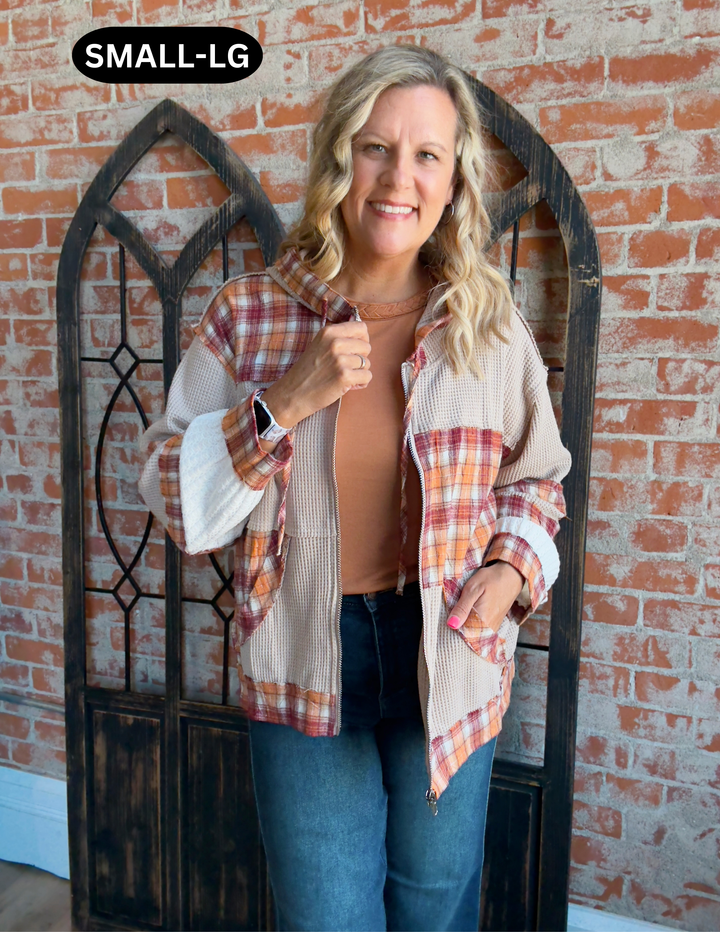 A Fall Sight Plaid Color Block Jacket