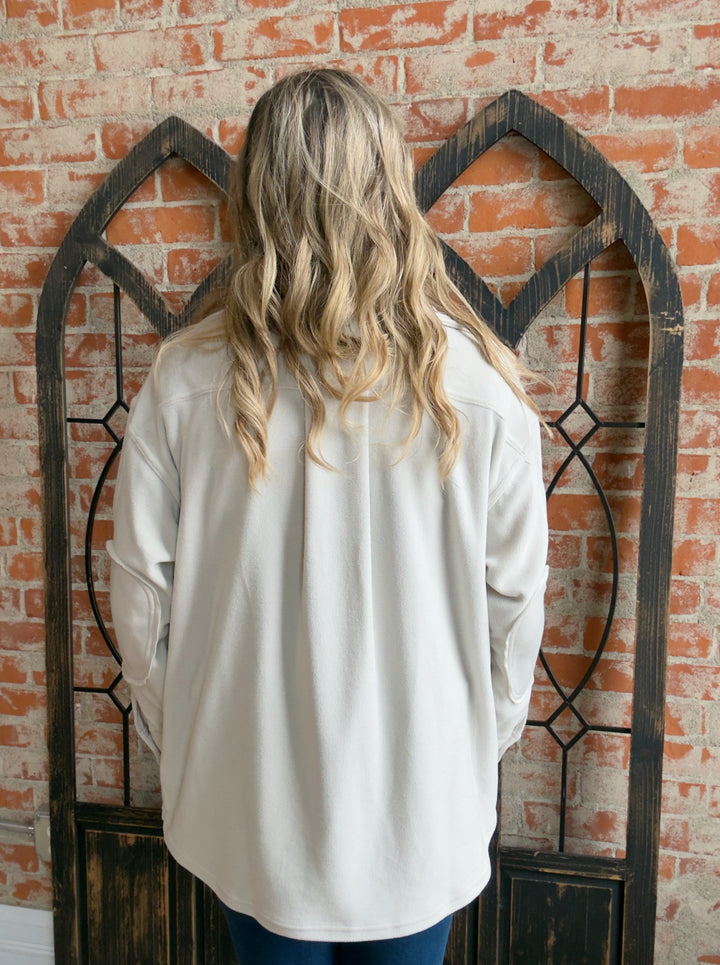 Feelin' Cozy Fleece Shacket-Bone