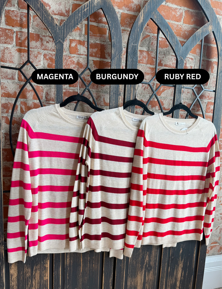 It's All Me Striped Sweater-Red Tones