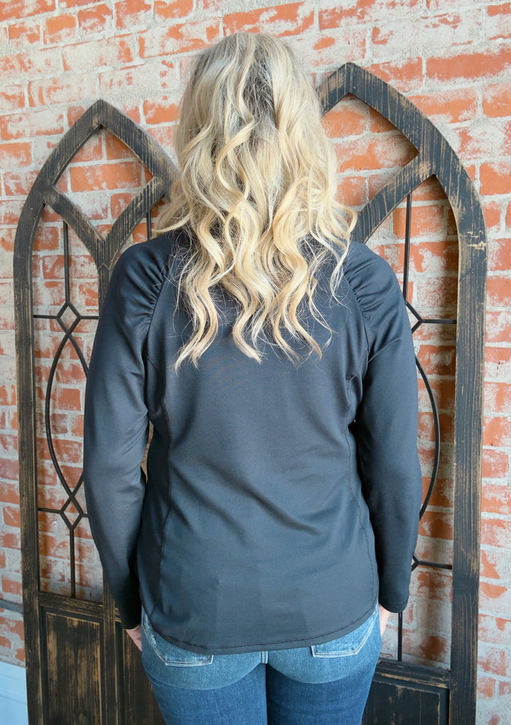 Let's Get Active Basic Half Zip- Black & Navy