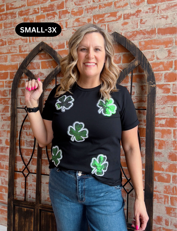 Feelin' Lucky Shimmer Shamrock Tee