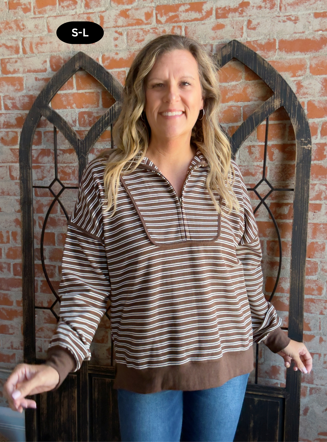 Don't Waste A Moment Striped Halfzip
