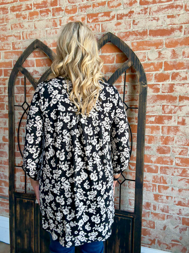 Fit Right In Black Floral Lizzy Cardigan