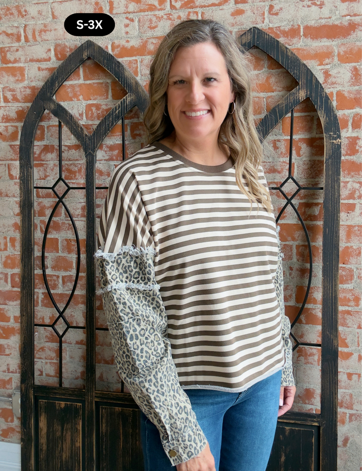 What I See Leopard Denim Sleeve