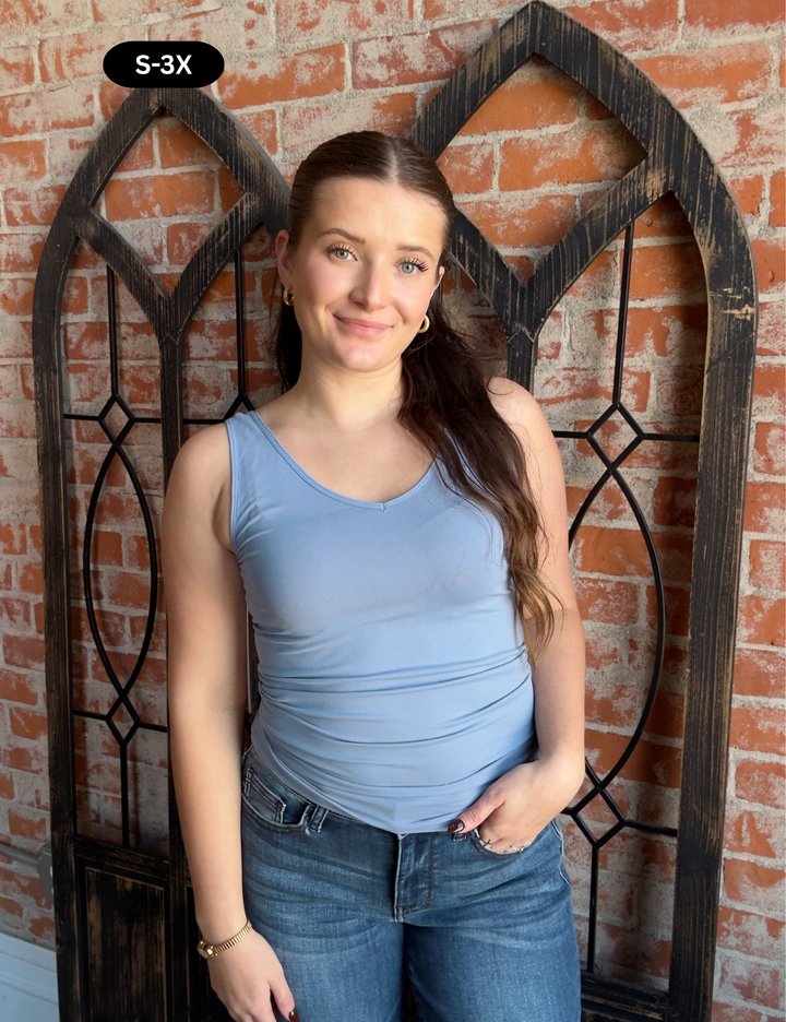 Favored Reversible Tank-Denim Blue