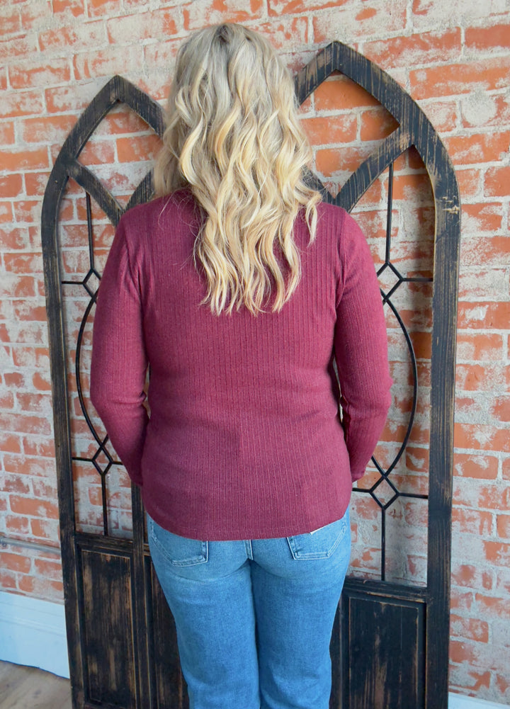 My Weakness Basic Long Sleeve-Burgundy
