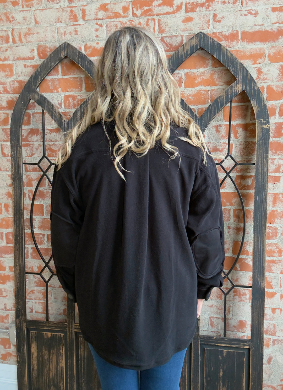 Feelin' Cozy Fleece Shacket-Black