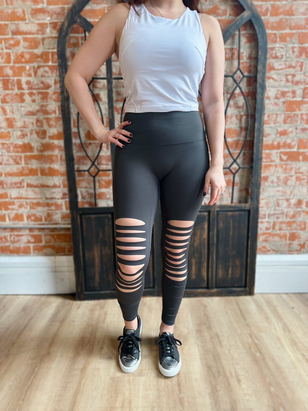 Don't Tell Me No Charcoal Distressed Legging