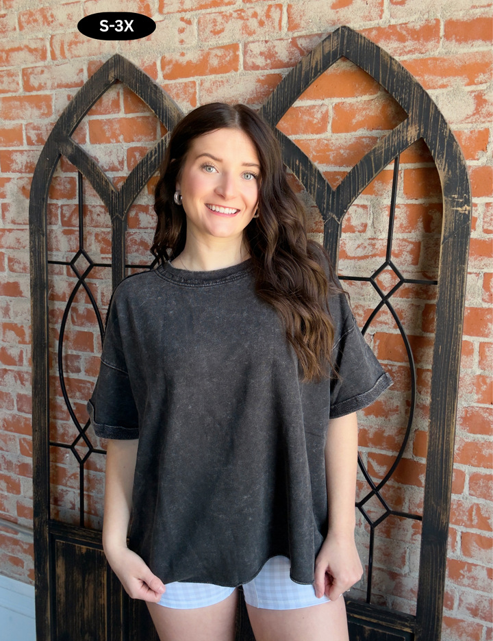 Be A Homebody Vintage Boyfriend Tee- Ash Black