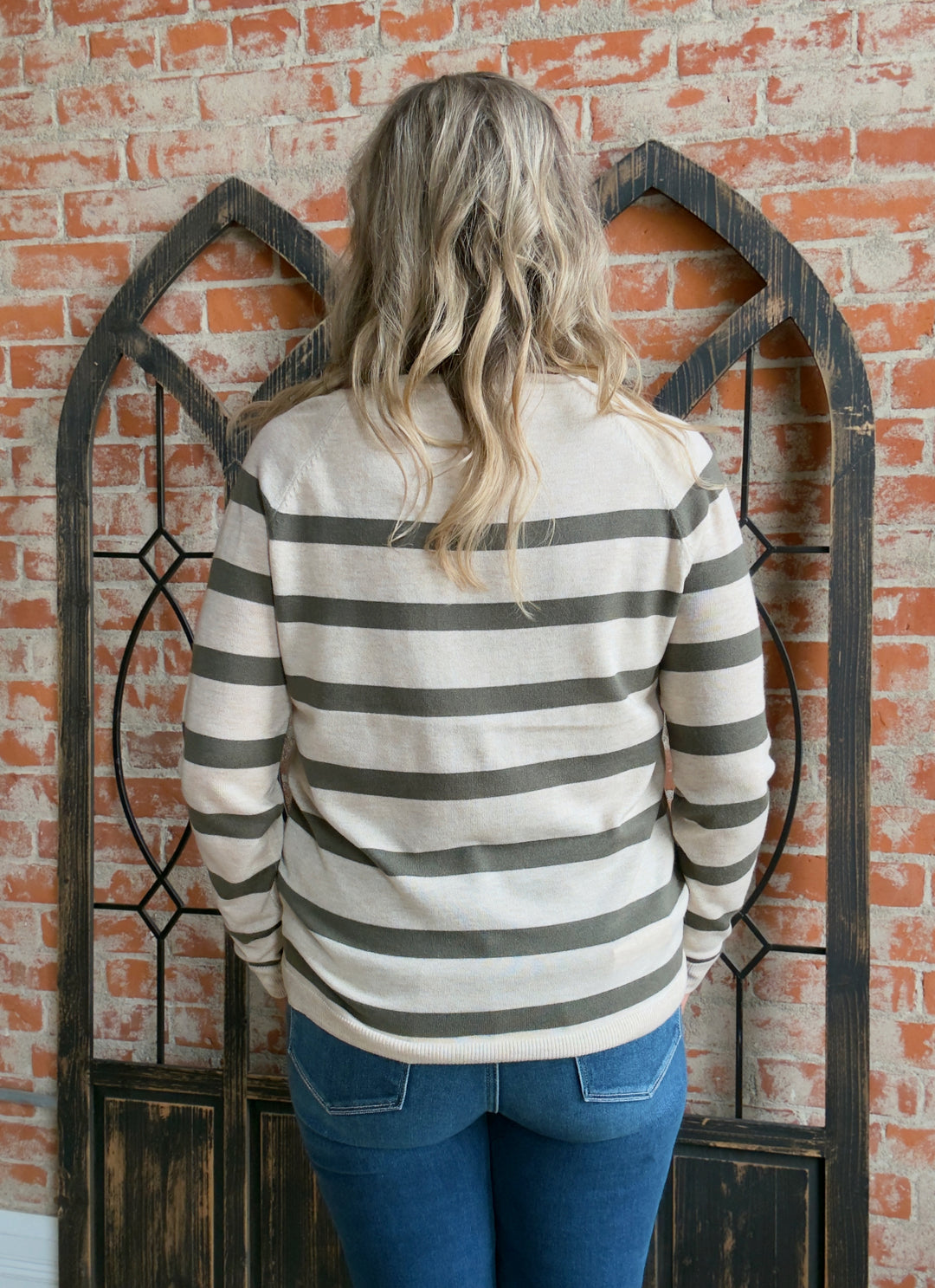 It's All Me Striped Sweater-Green Tones