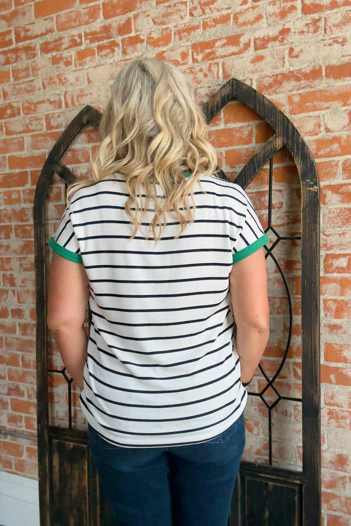 Better Believe It Striped Accent Tee