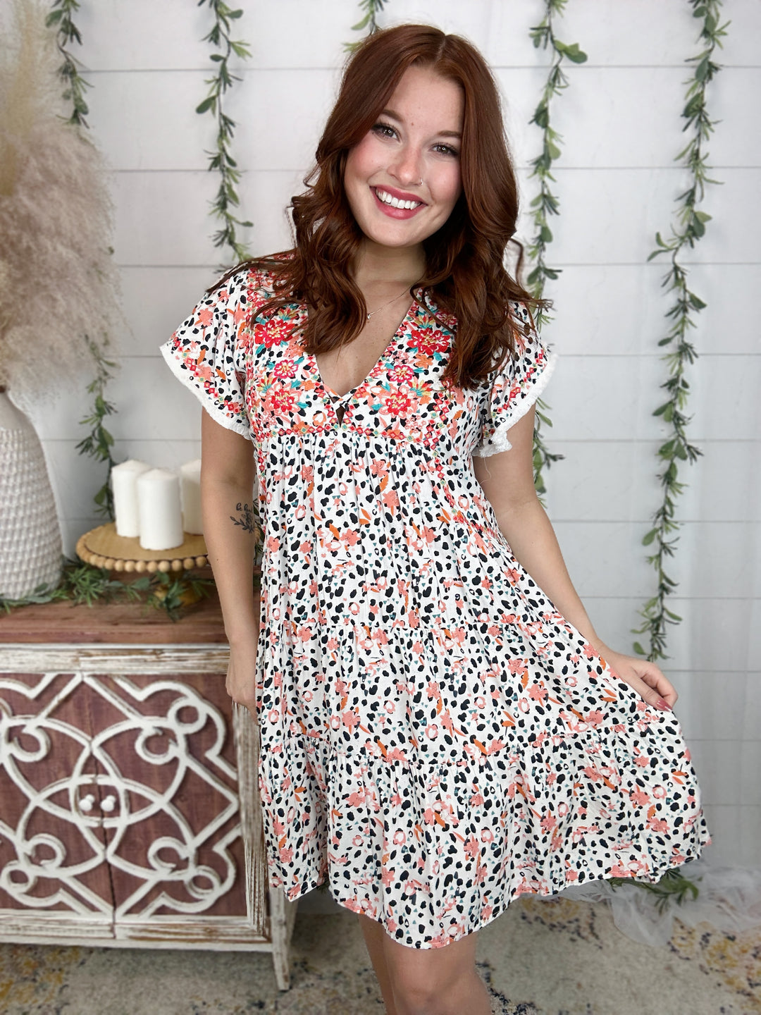 Sweet Sweet Spring Dalmatian Embroidered Dress
