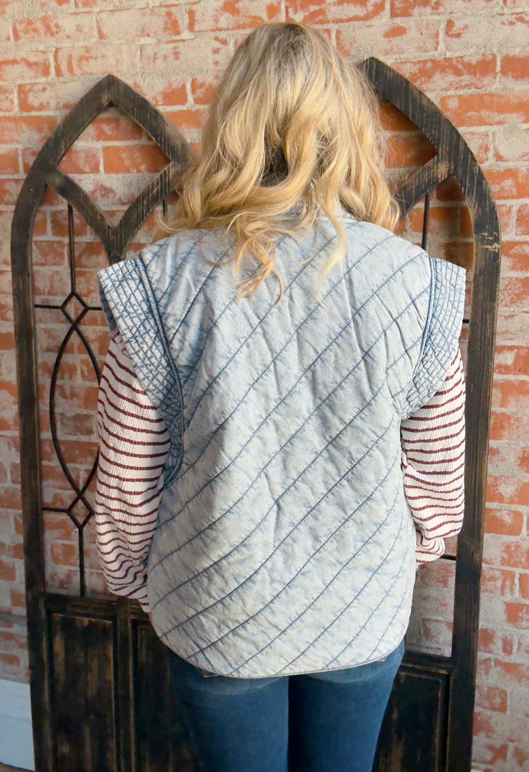 Worth The Wait Quilted Denim Vest