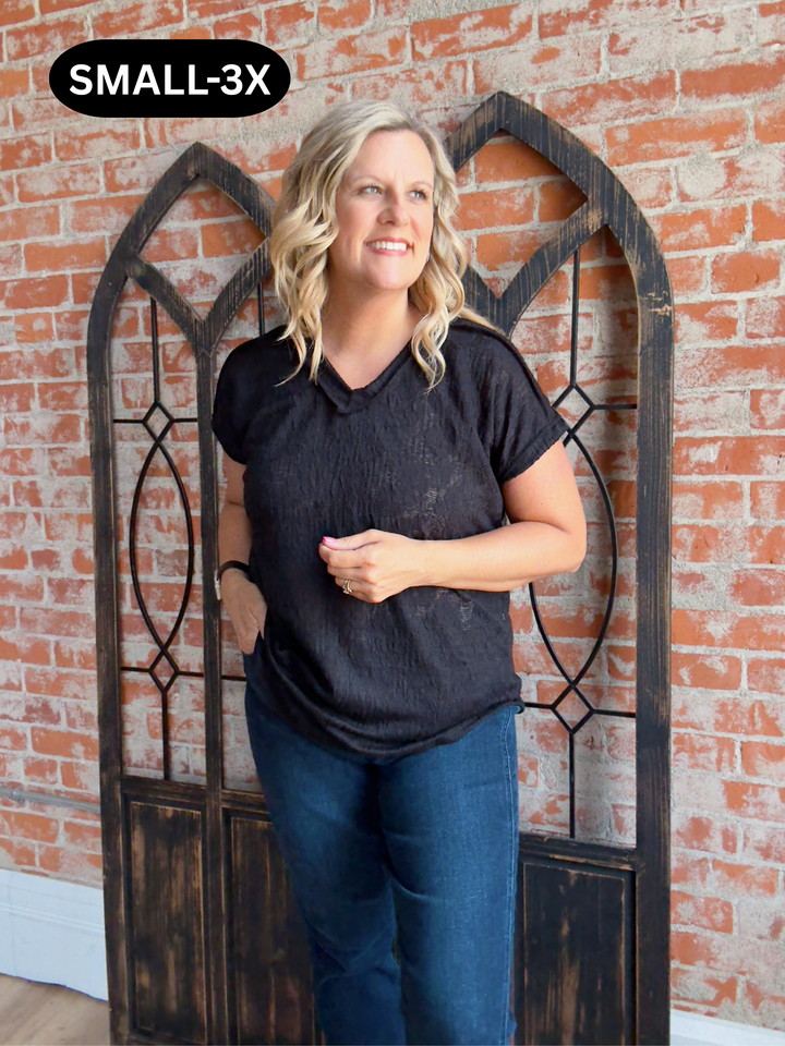 With Confidence Black Embossed Tee
