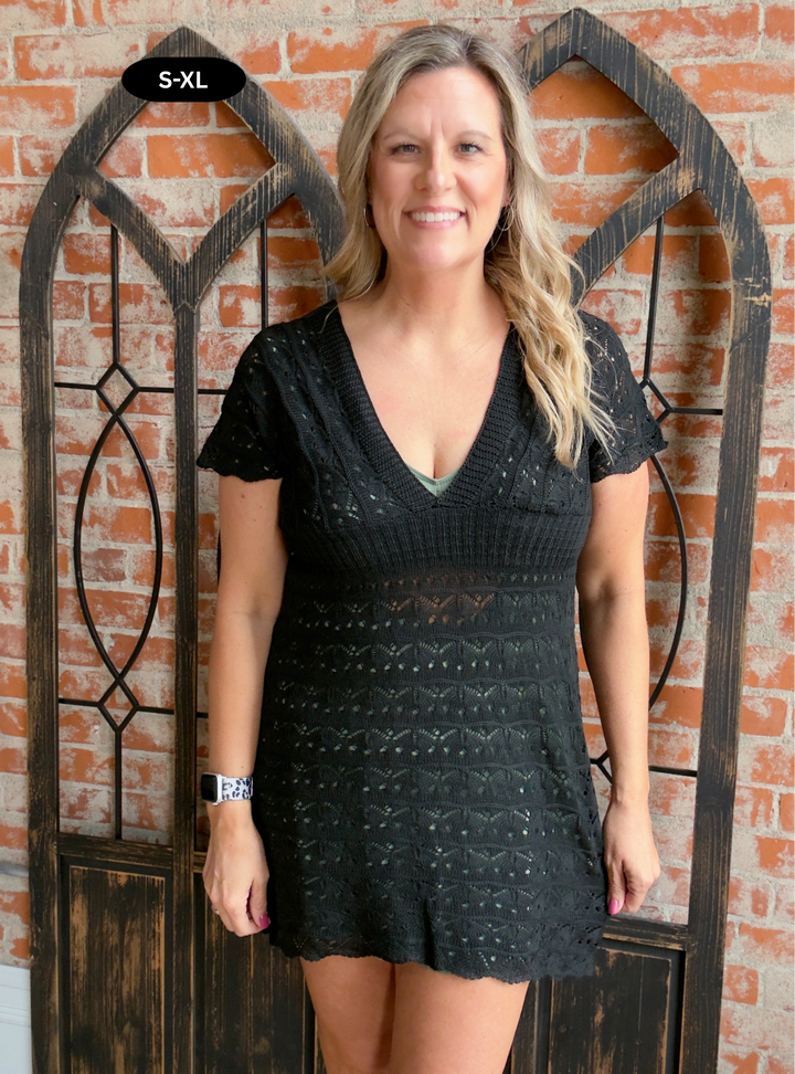 Making Waves Black Crochet Cover Up
