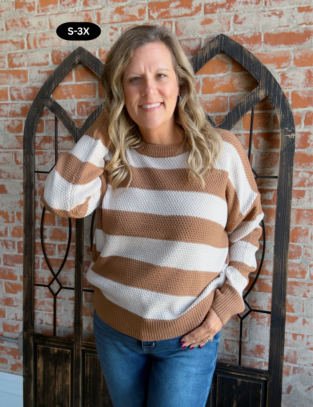 How You React Striped Sweater-Camel