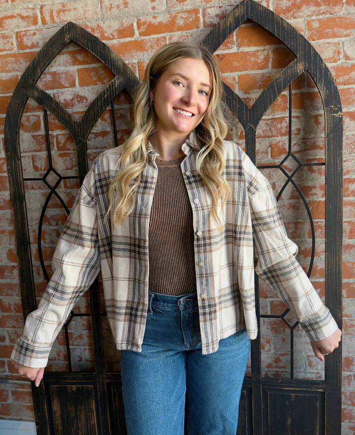 A Little Rumor Cream Plaid Flannel