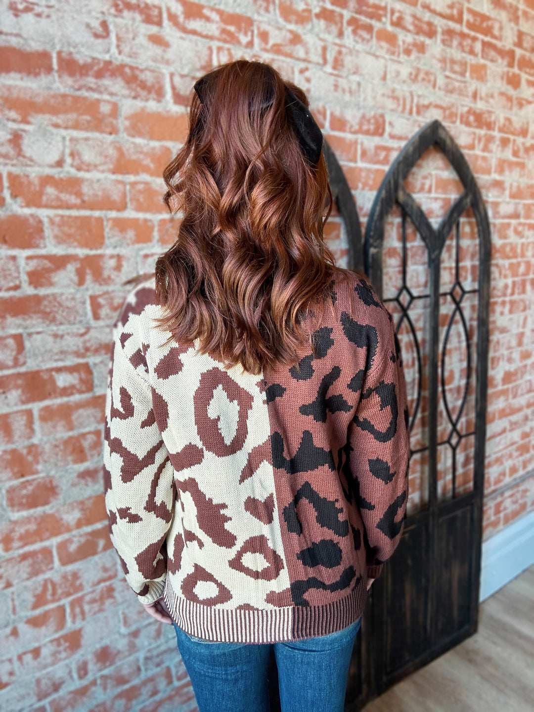 Let's Reminisce Leopard Contrasted Cardigan