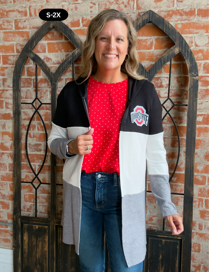 OSU The Last Call Color Block Hooded Cardigan