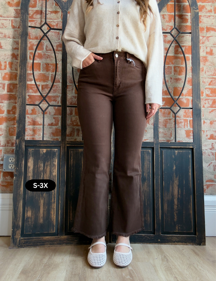 Zenana It's A Necessity Kick Flare- Brown