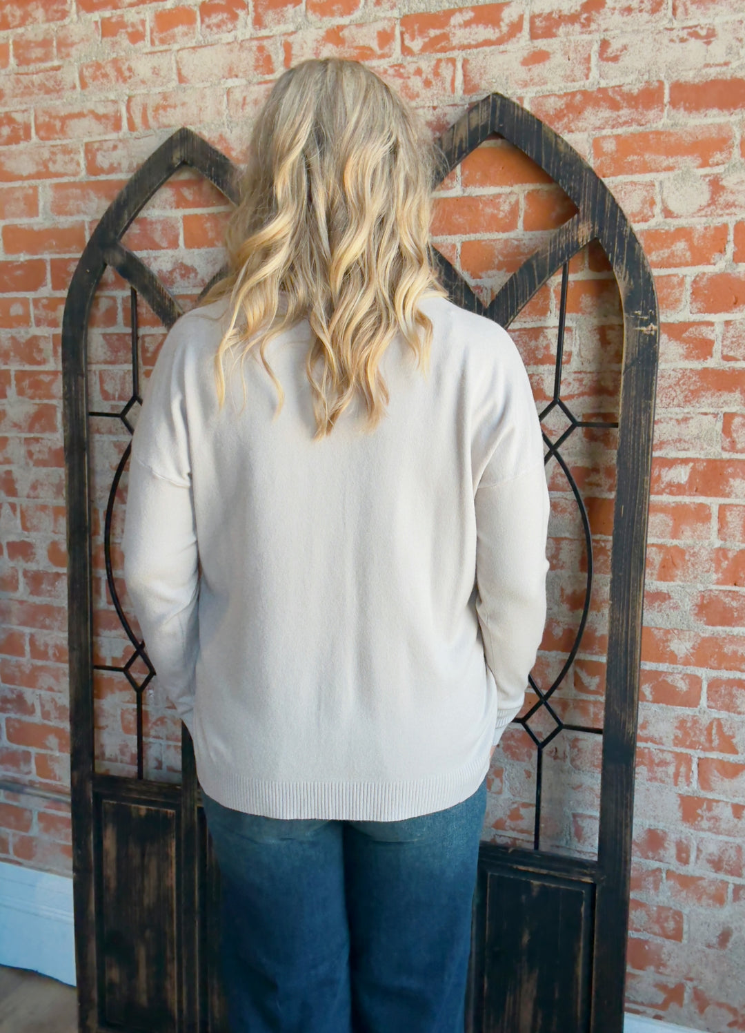 It's A Keeper Center Seam Sweater- Bone
