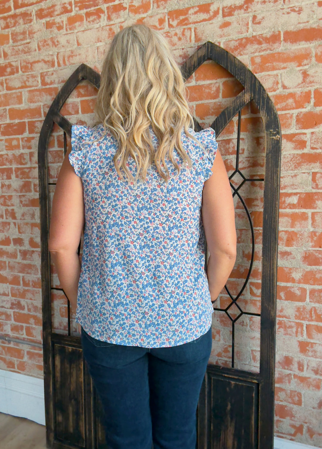 Pretty Little Flower Ruffle Blouse Tank