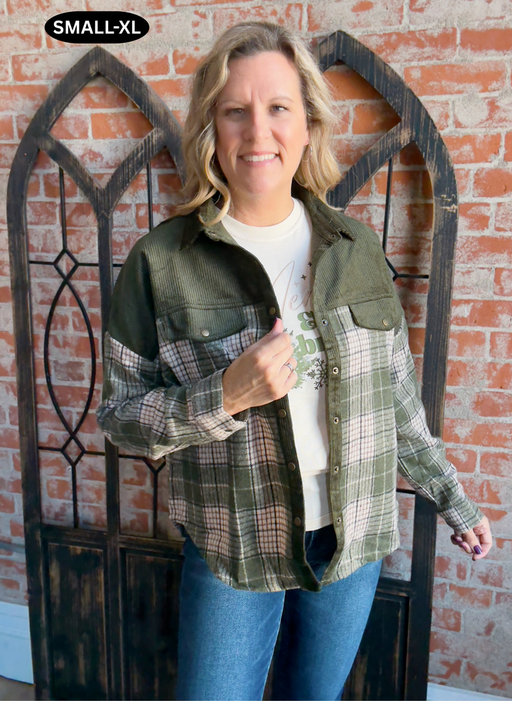Evergreen Dreams Plaid Color Block Shacket