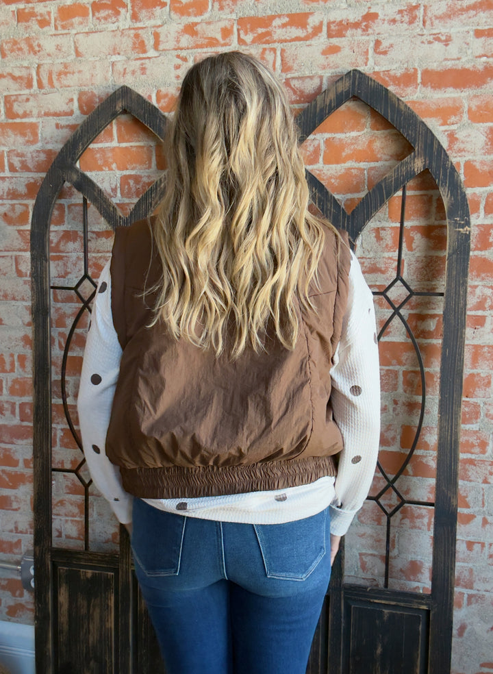 Uphill From Here Vest-Chocolate