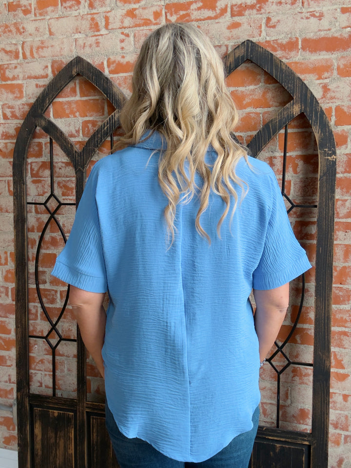 Ready To Make A Move Airflow Blouse-Blue Tones