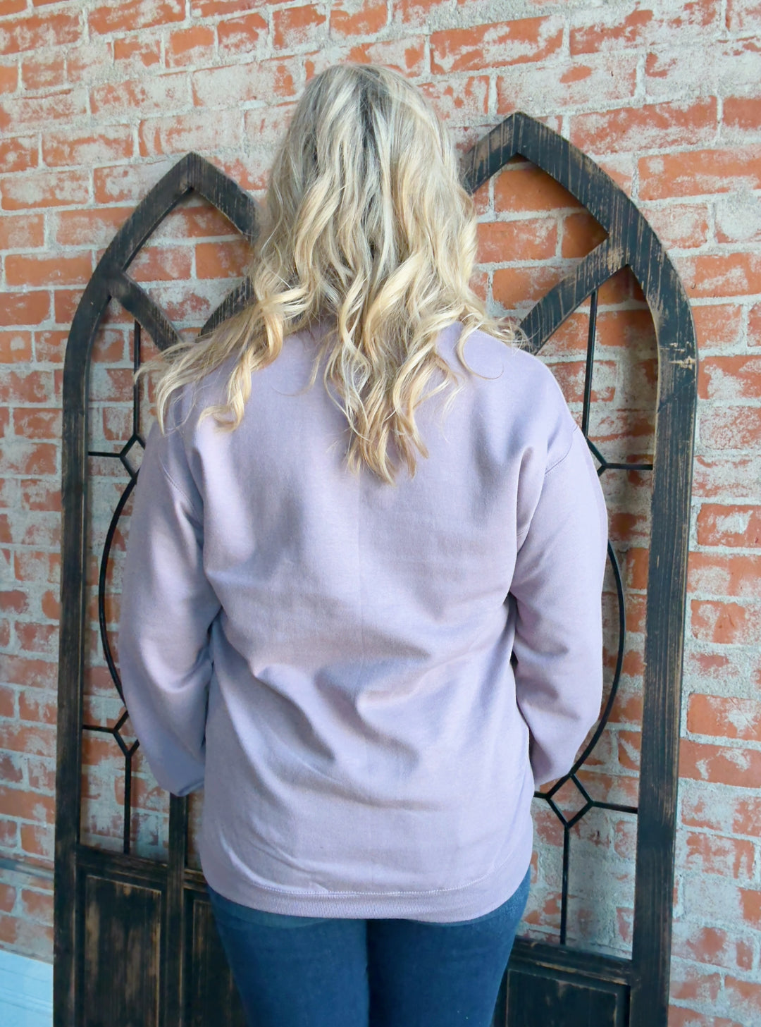 Dusty Lilac Embroidered Broke Is Beautiful Crewneck