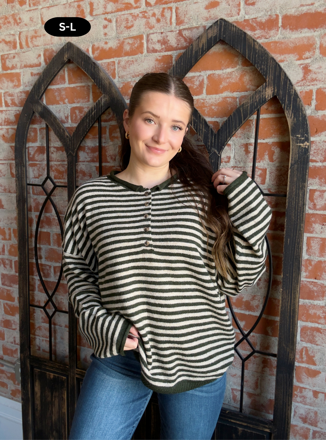 Lift Me Up Henley Sweater-Olive