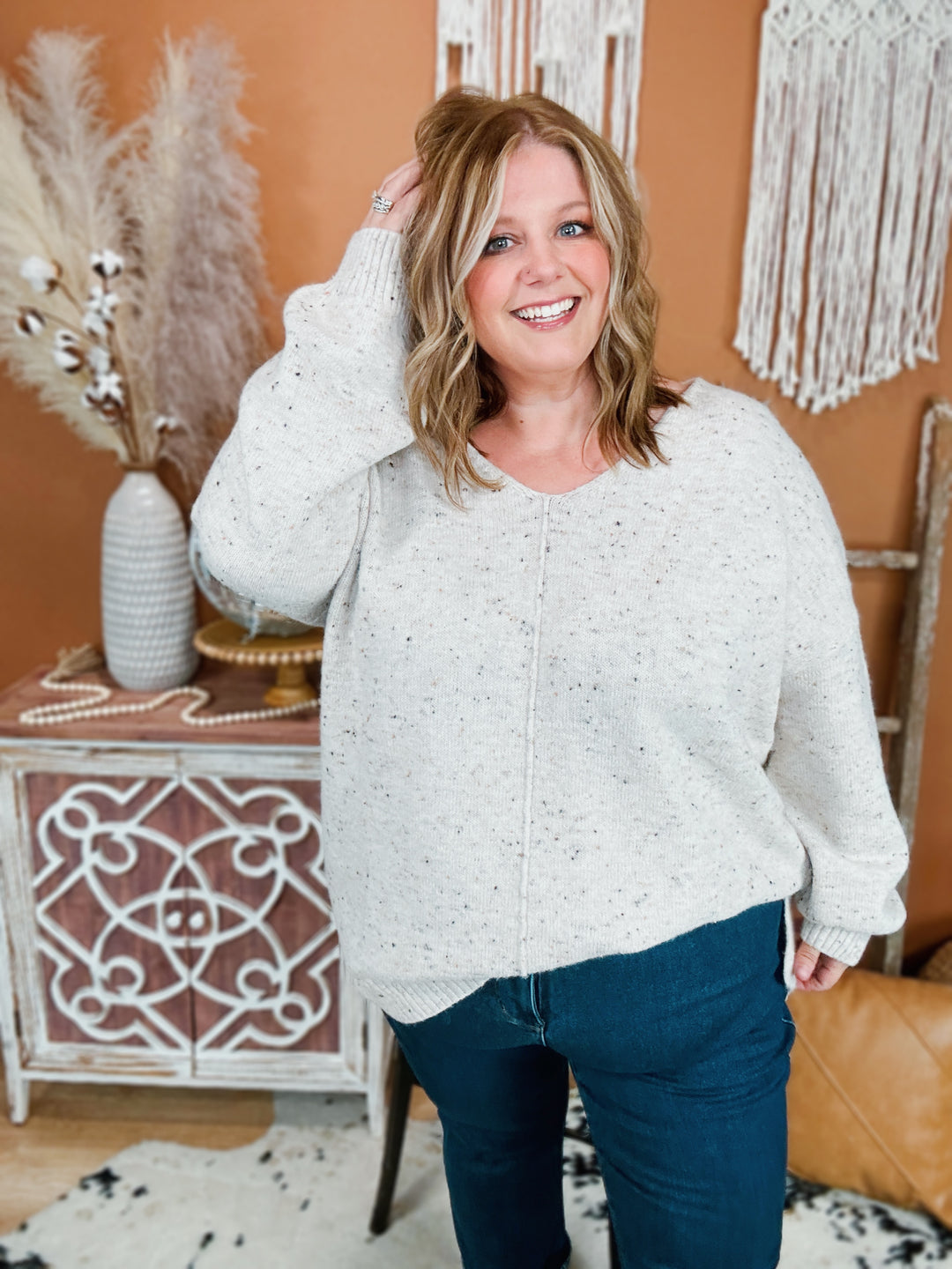 Time Of Your Life Oatmeal Confetti Sweater