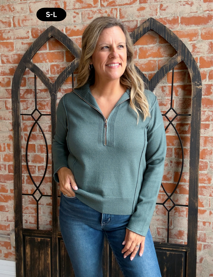 My Only Sweater Halfzip-Jade