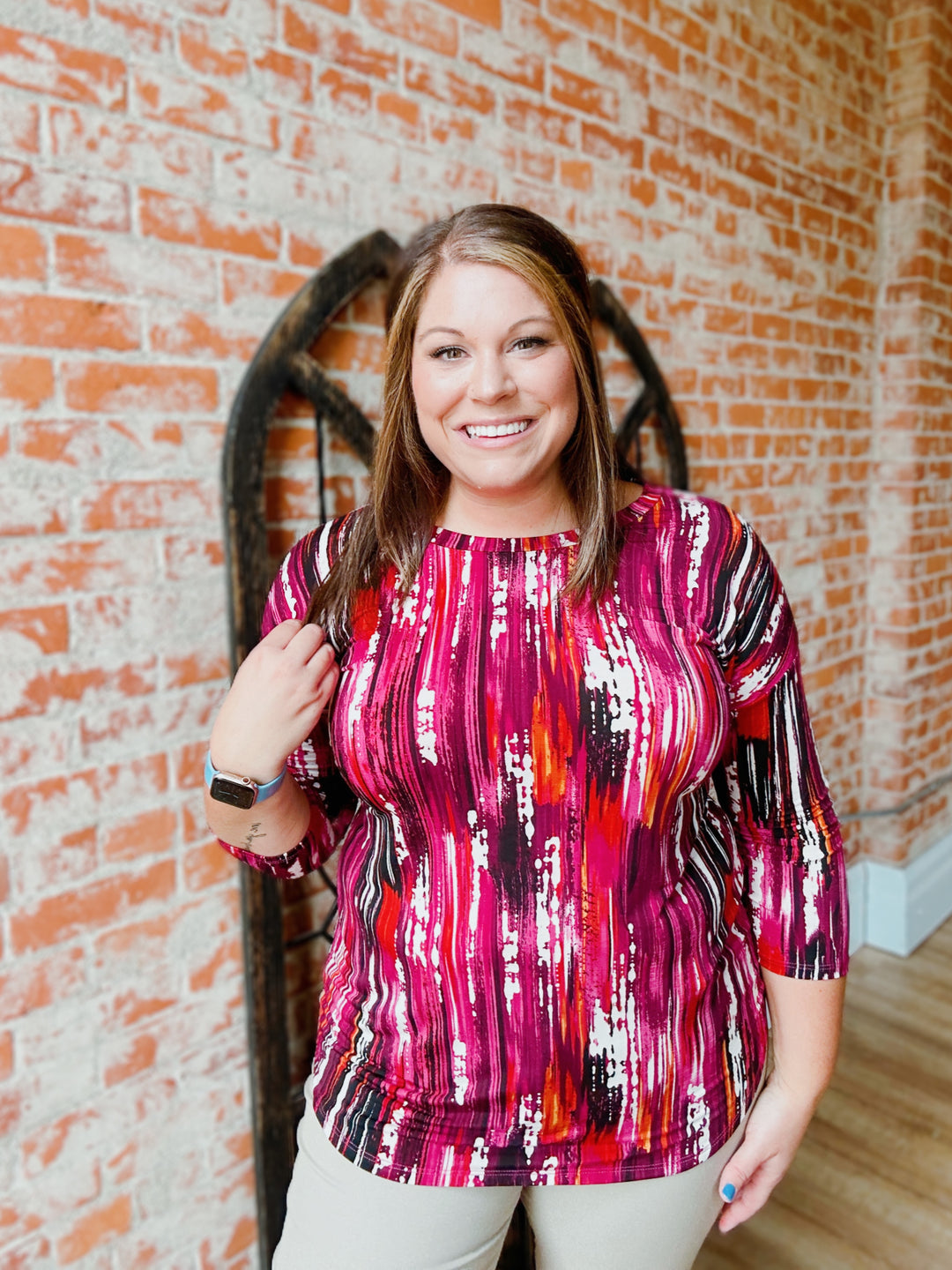 Paint The Night Abstract 3/4 Sleeve Blouse